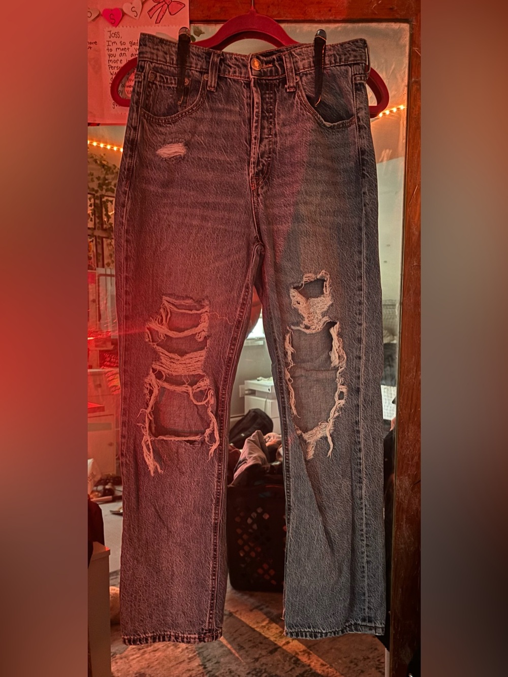Aeropostale 90’s Women's Distressed Blue Straight Jeans